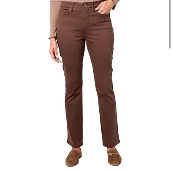 NYDJ- “Billie Mini Bootcut” High Rise Jeans in Coffee Bean Brown- Size 12 - Picture 1 of 16